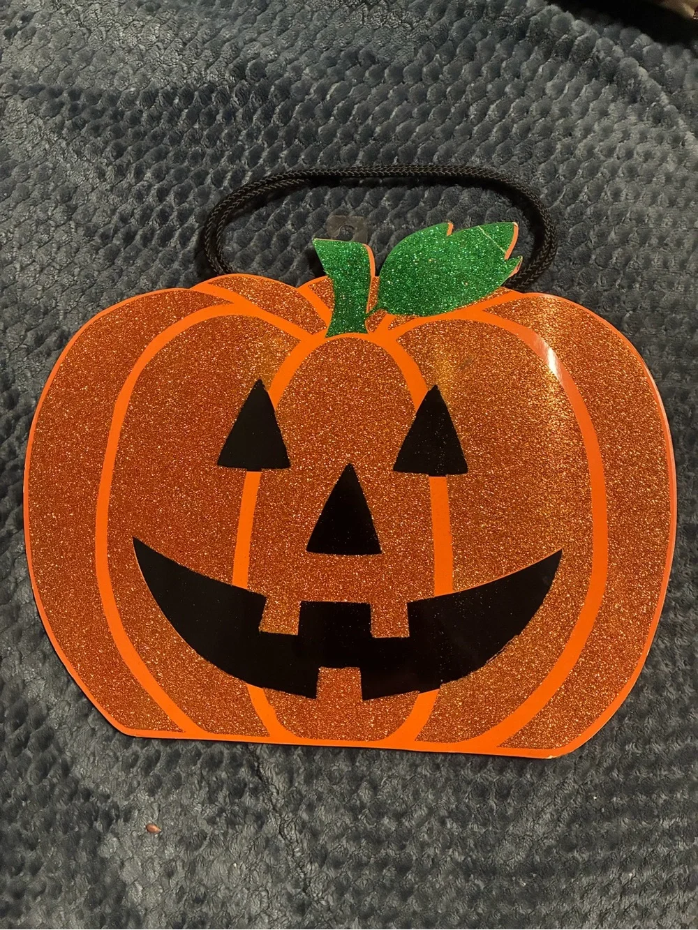 Papyrus Glitter Pumpkin Treat Bag - Orange & Green